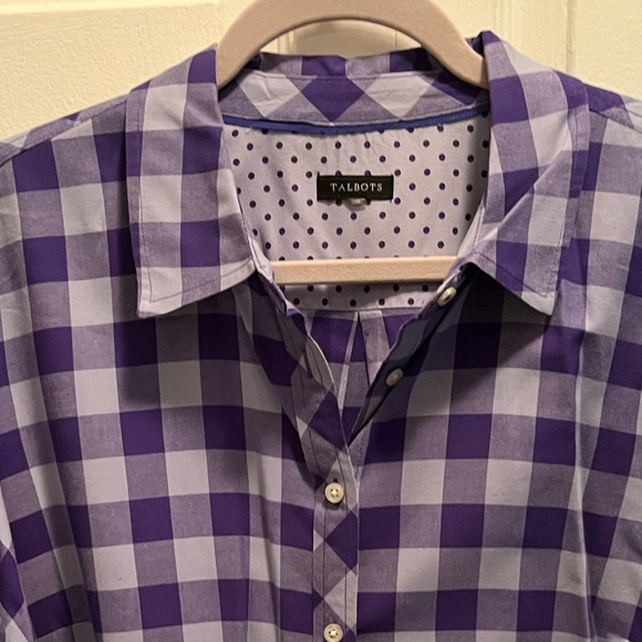 🟡TALBOTS PRE-LOVED AUTHENTIC GINGHAM BUFFALO CHECK & POLKA DOT CUFF DESIGN SHIRT - Picture 8 of 9
